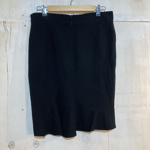 Givenchy Black Virgin Wool Mini Pencil Skirt Mermaid Hem Sz 44 Peplum Designer - Picture 4 of 9